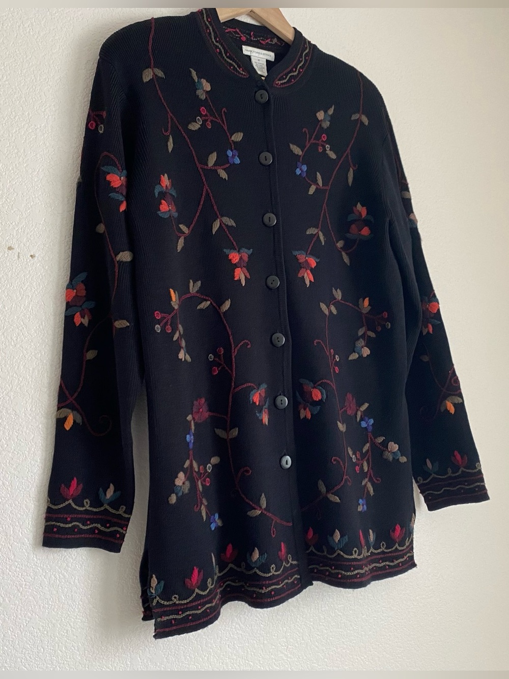 Vintage Mark, Fore & Strike floral embroidered Fig Vine button down cardigan, M - Picture 6 of 15